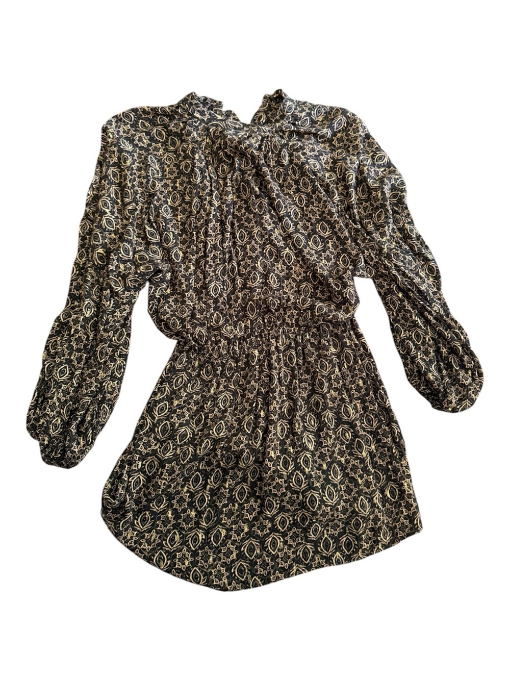 Zara Black Gold Metallic Boho Peasant XS Tunic Boho Euro Summer Indie Sleeze - Picture 3 of 6